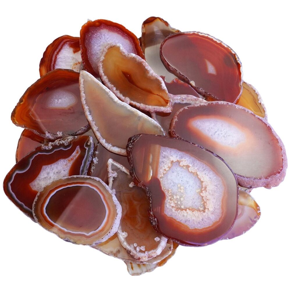 6346 15pcs Orange Red Polished Agate Slices, Geode Slices Bulk for Light